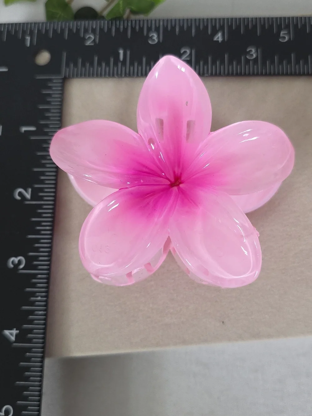 Set of 3  Hair Claw Clip Pink Rose Plumeria Flower New